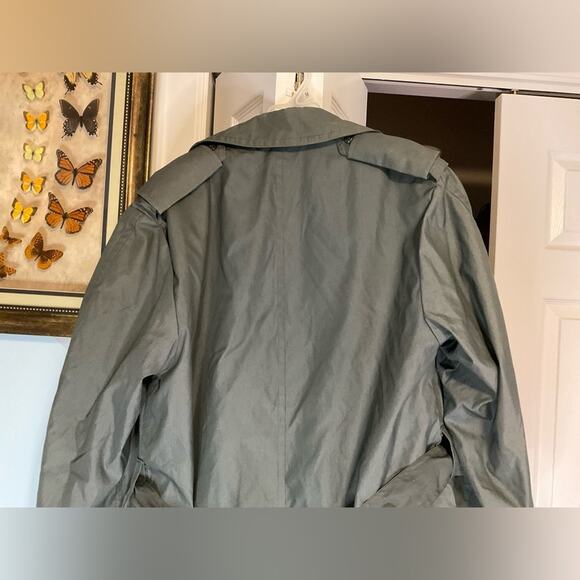 VTG MENS ARMY GREEN COTTON NYLON RAIN TRENCH COAT SZ M - Picture 16 of 16